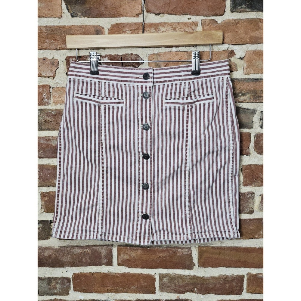 Madewell Skirt Womens‎ Sz 27 Red White Striped Stretch Denim Straight